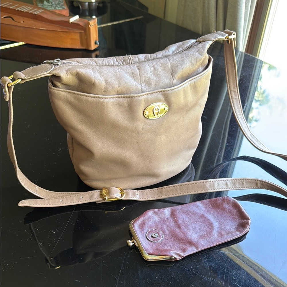 Etienne Aigner Vintage Genuine Leather Crossbody Bag and Sunglass Leather Case